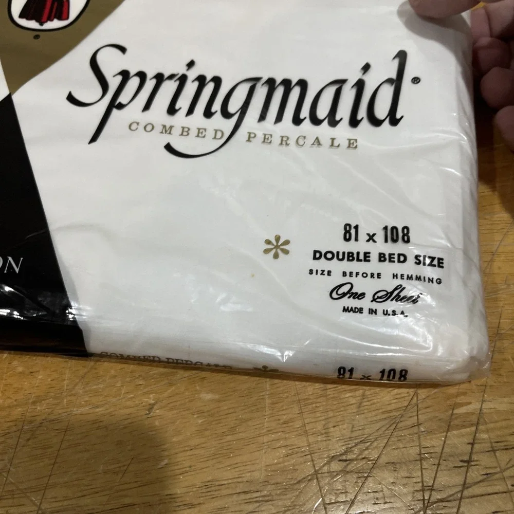 SPRINGMAID Combed‎ Percale Cotton Full Flat Sheet Solid White  NOS
